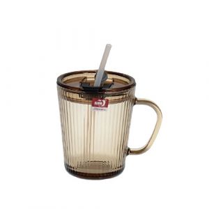 Tasse en verre + couvercle  + paille  