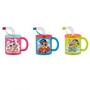Mug plastique + paille design rubby   
