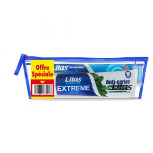 Trousse brosse à dent bleu+dentifrice extreme 