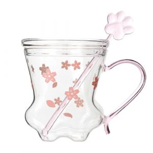 Tasse en verre avec couvercle et cuillère  