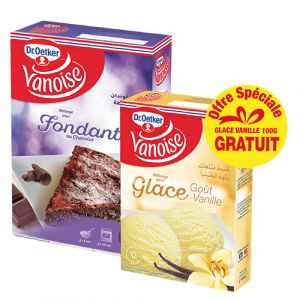 Préparation fondant au chocolat + préparation glace vanille  