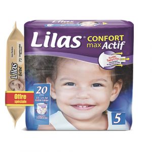 Couche bébé GM confort max actif 15-15 +lingette gratuit