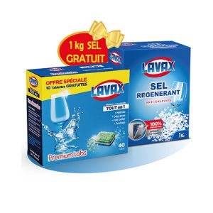 Lot lavax tabs (30 + 10 tabs gr) + 1 kg sel gratuit