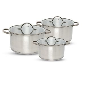 Set 3 casseroles en inox avec couvercle