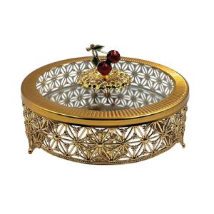 Boite de rangement en métal avec motif cerise
