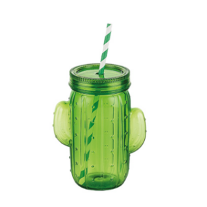 Goblet en verre avec paille forme cactus