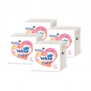 Lot de 4 serviettes de table 23*23 velour 2 plis