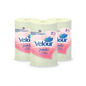 Lot de 4 essuie tout velour  jumbo blanc 2 plis