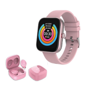 Pack smartwatch+kit bleutooth rose 