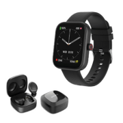 pack smartwatch+kit bleutooth noir 
